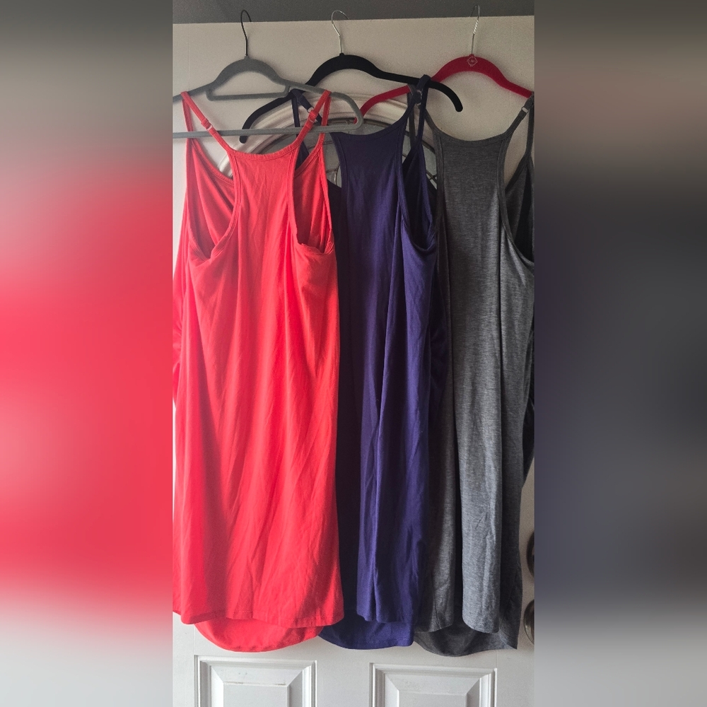 Bundle of 3 Tek Gear Maternity Active Tank Dress Size Medium - Coral Purple Gray - Picture 5 of 5